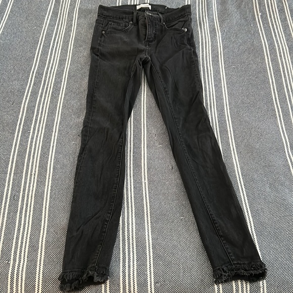 Black Low Rise Jeans with Frayed Hem - Picture 3 of 3